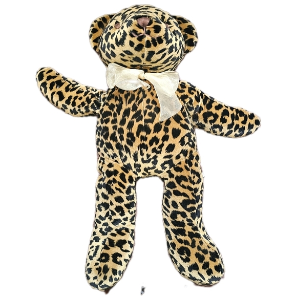 Bestever Leopard Cheetah Print Teddy Bear Plush Stuffed Animal 12" Vintage - Picture 2 of 3